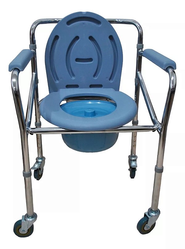 Cadeira de Banho Dobrável em Alumínio e Coletor Supermedy