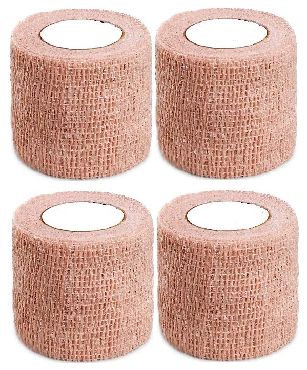 Kit 4 Unidades Bandagem Elástica Autoaderente Flexband 5cmX4,5m Bege
