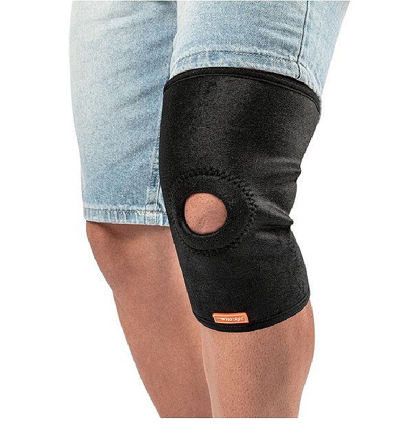 Joelheira Orifício e Suporte Patelar Neoprene Preta Hidrolight