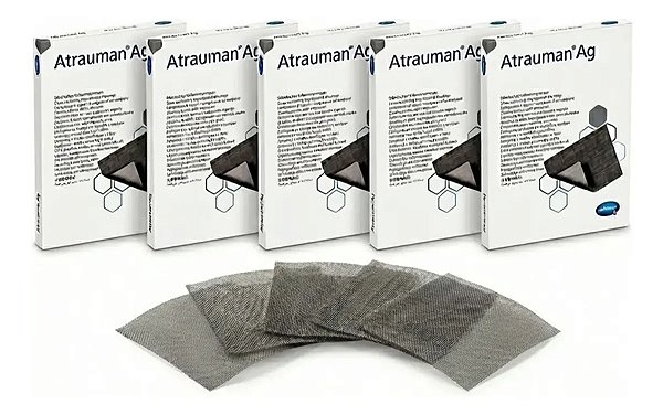 Kit 5 Curativos Atrauman Ag Compressa Não Aderente 10x10 Cm