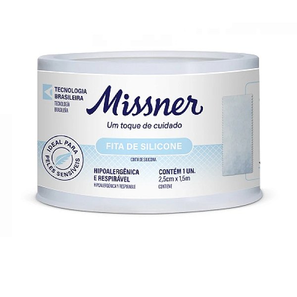 Fita de Silicone Hipoalergênica Azul 2,5cm X 1,5m Missner