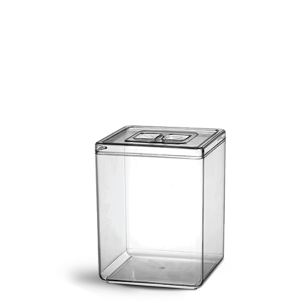Potes Quadrado Acrílico Com Tampa 10 Litros Transparente