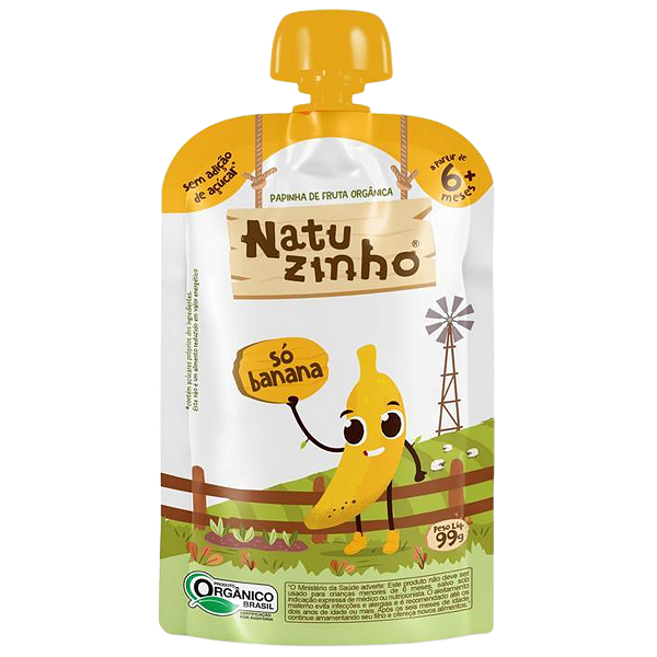 Papinha Orgnânica 99g Squeeze Fruta Só Banana Natuzinho