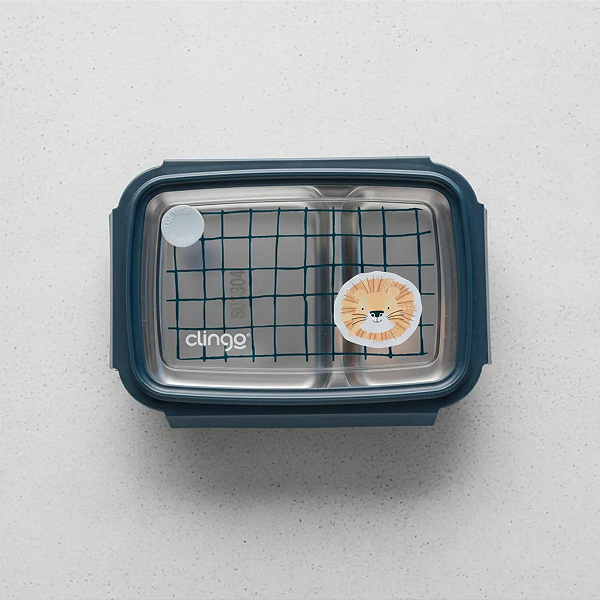 Lancheira Infantil Bento Box com Divisórias Tampa Hermética Azul