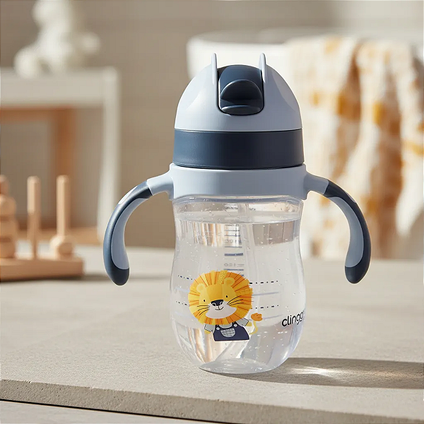 Copo de Transição com Canudo Silicone 220ml Azul