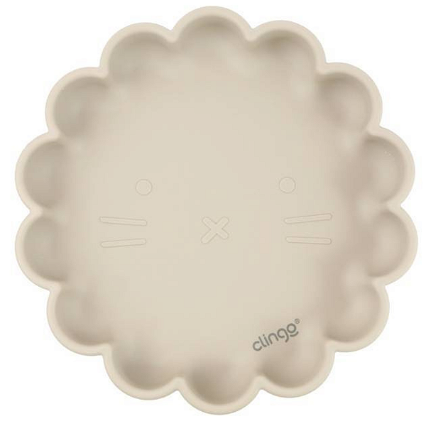 Prato de Silicone com Ventosa Bege Leão