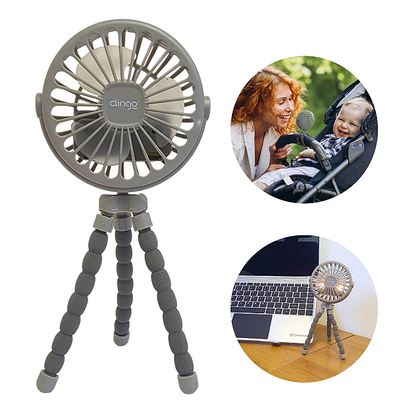 Mini Ventilador de Carrinho Berço Mesa Portátil Perna Articulavel