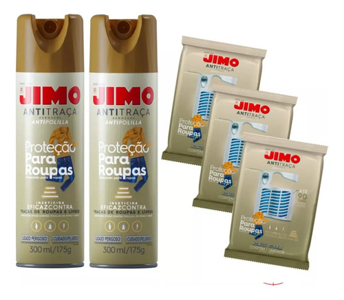 Kit 2 Anti Traça Jimo 300ml + 3 Cartelas Anti Traça Jimo