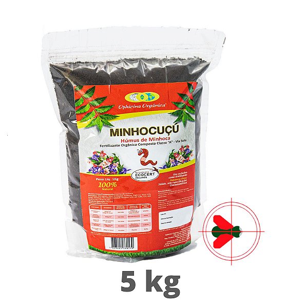 Minhocuçu Húmus De Minhoca Fert Organico Ecocert - 5 Kg