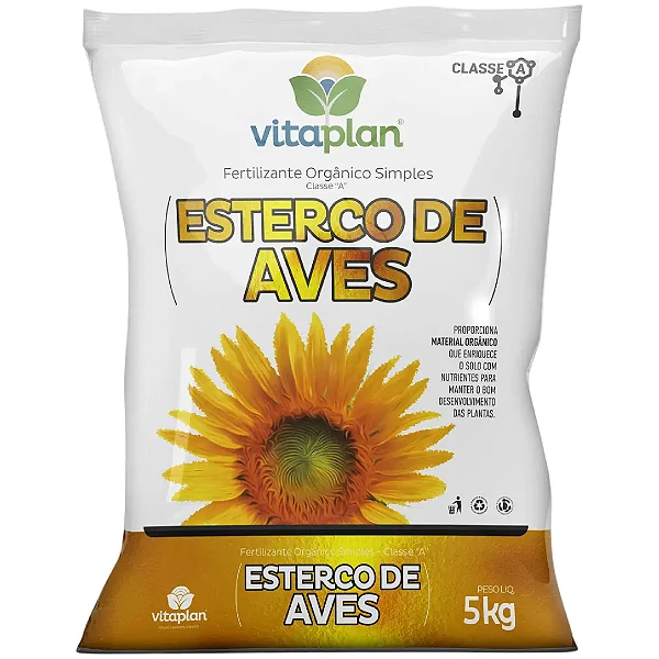 Fertilizante Orgânico Classe A Esterco De Aves Vitaplan 5kg