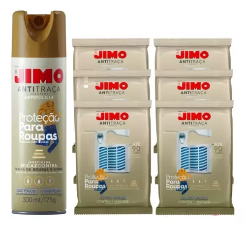 Kit 1 Anti Traça Jimo 300ml + 6 Cartelas Anti Traça Jimo