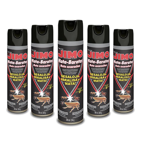 Kit Com 5 Dedetizadores Jimo Anti Baratas Spray 300ml