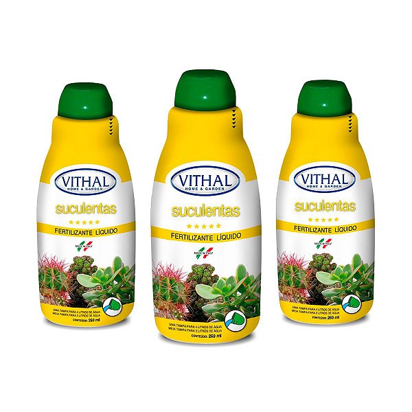 Kit Com 3 Fertilizantes Líquido Para Suculentas Vithal 250ml