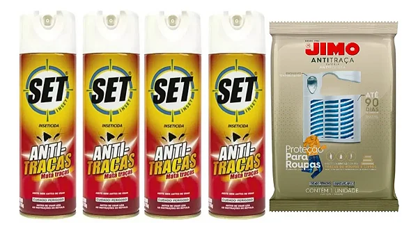 Kit Anti Traças Set Inset  4 Un + Cartela Jimo 1 Un