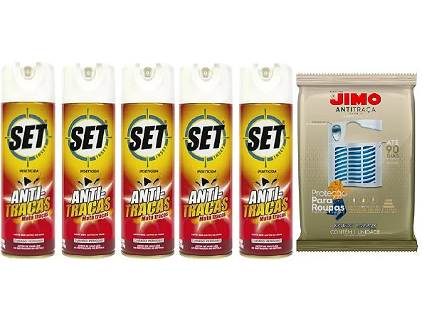Kit  Anti Traças Set Inset  5 Un + Cartela Jimo 1 Un