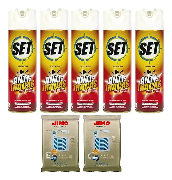 Kit Anti Traças Set Inset  5 Un + Cartela Jimo 2 Un