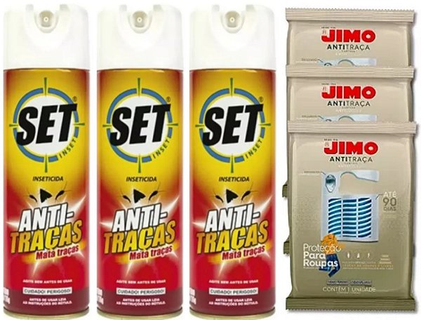 Kit  Anti Traças Set Inset  3 Un + Cartela Jimo 3 Un