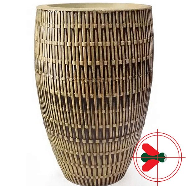 Vaso Bambu Oval Envelhecido 30cm
