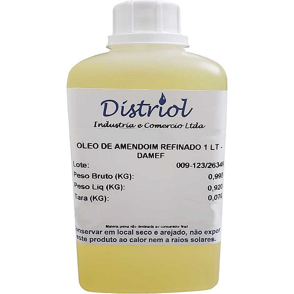 Óleo De  Amendoim Refinado 100% Natural Distriol 1 Lt