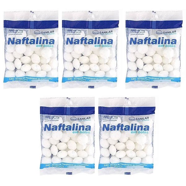 5 Repelentes Naftalina Anti Praga Traça Morcego E Pombos 50g