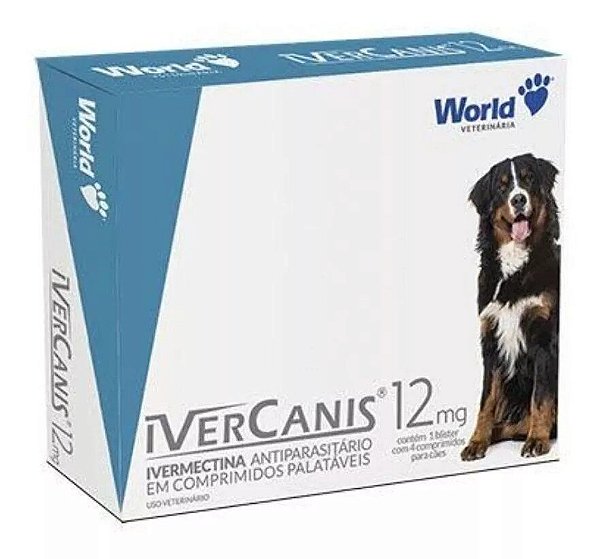 Ivercanis 12mg Ivermectina Antiparasitário De Cão 30-60kg C/ 4 Comp World