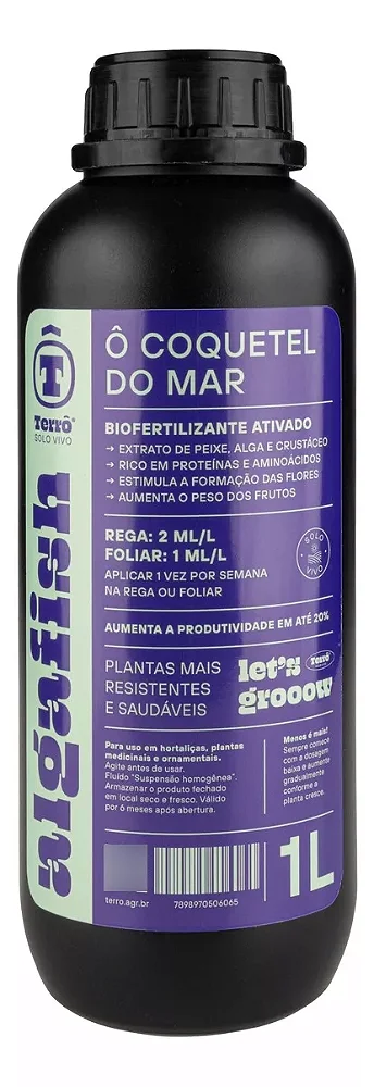 Algafish Liquido  - Biofertilizante Grow Indoor 1 Litro Terrô