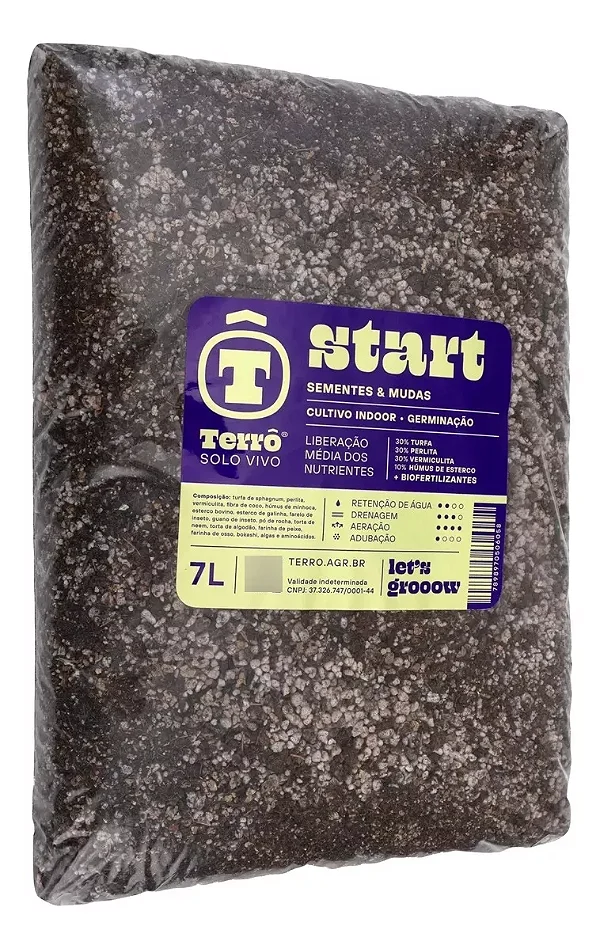 Terrô Start Substrato Semente Estaquia Mudas Grow Indoor 7l