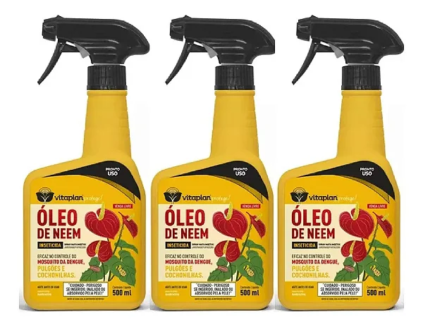 Inseticida Botânico Óleo Neem Vitaplan Pronto Uso 3un 500ml