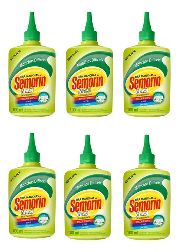 Kit 6 Semorin Maxi Tira Manchas Difíceis 100ml Elimina Mofo