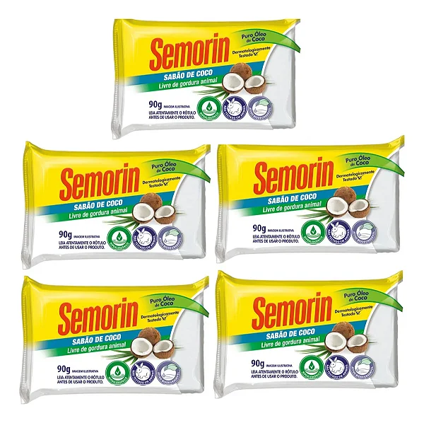 Kit Semorin Sabão De Coco 5un 90gr