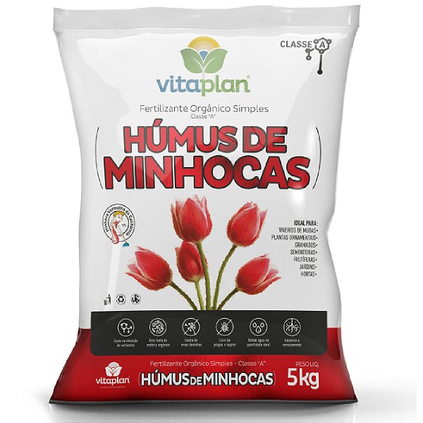 Fertilizante Vermicomposto Húmus De Minhoca Vitaplan 5kg