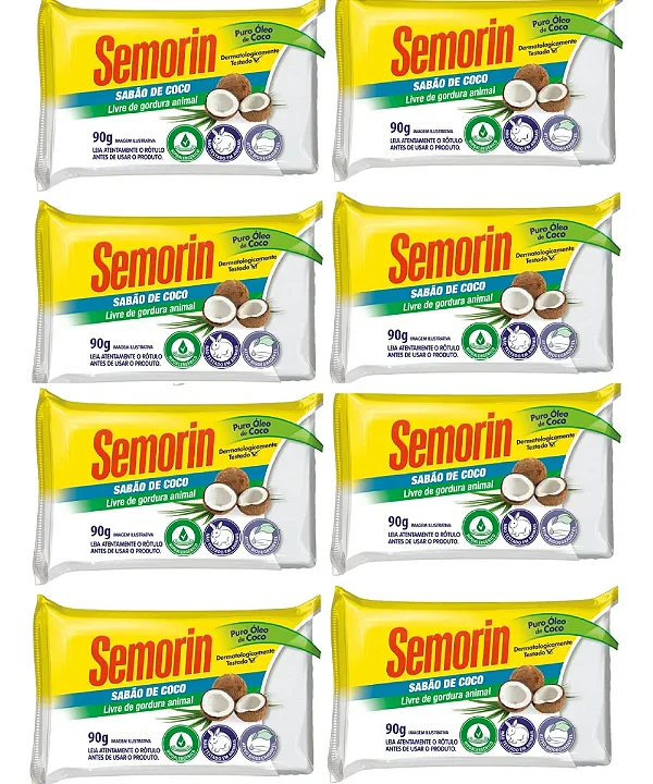 Kit Semorin Sabão De Coco 8un 90gr