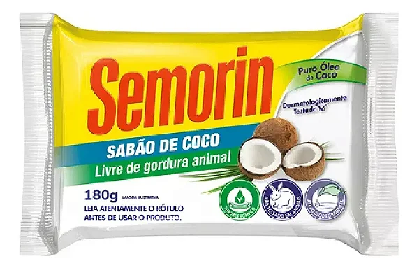 Semorin Sabão De Côco Sem Gordura Animal 180gr 1 Un