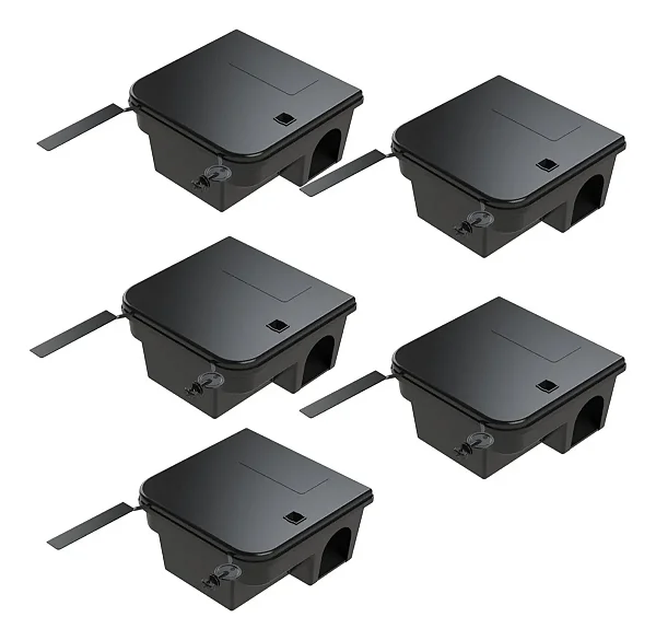 Kit 5 Porta Isca Raticida Armadilha Para Ratos Control Box