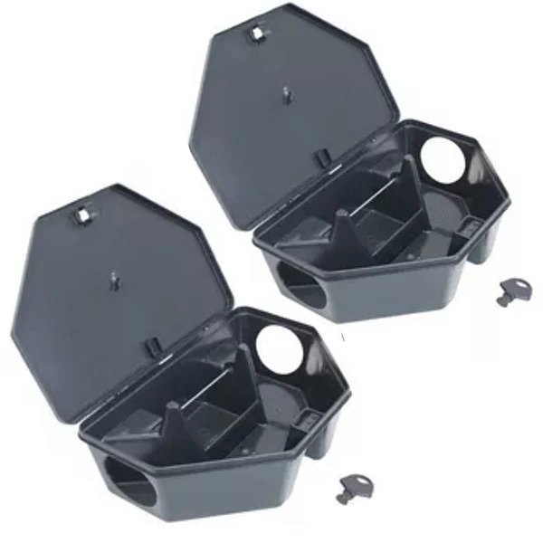 2 Ratoeira Porta Isca P/ Raticida Pega Ratox 3 Ratazana Top