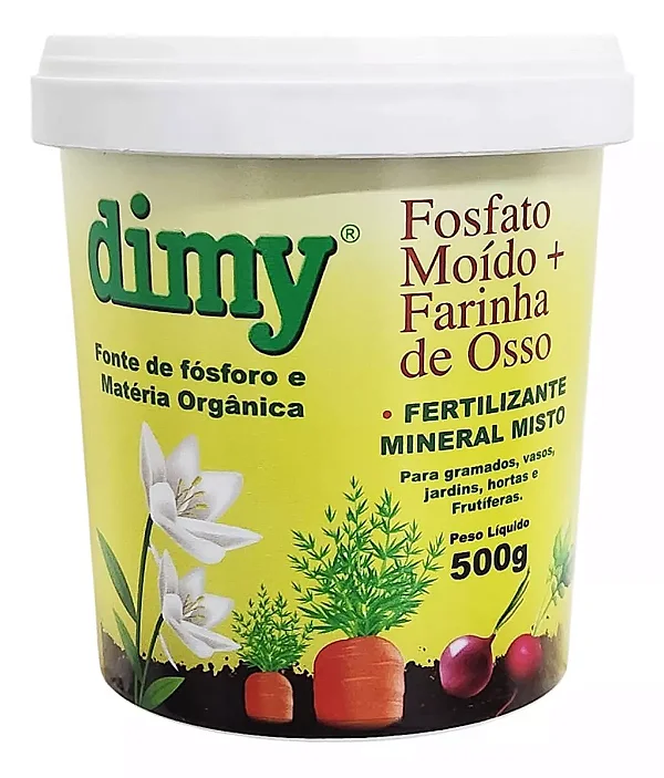 Fertilizante Dimy Fosfato Moído + Farinha De Osso Pote 500gr