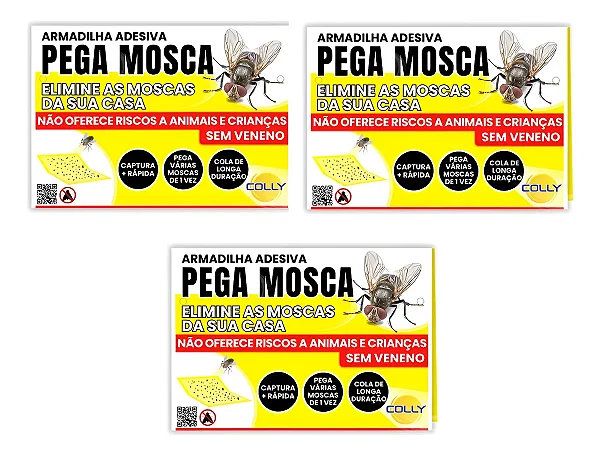 3un Armadilha Adesiva Pega Mosca Mosquito Inseticida Cola