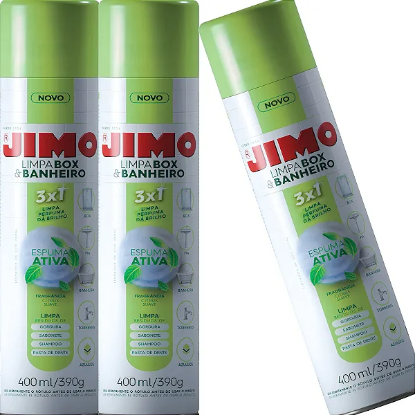 Kit 3 Limpa Box Banheiro Jimo Brilho Limpeza Perfeita 400ml