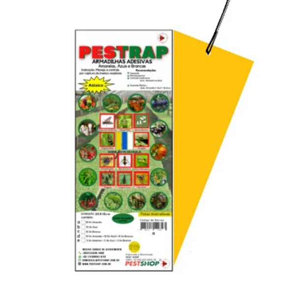 Armadilha Adesiva Pestrap Amarela Insetos Alados 25x10 -5un