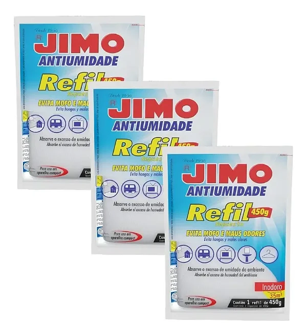 Kit 3 Refil Antiumidade  Evita Mofo Mau Odores Jimo  450g