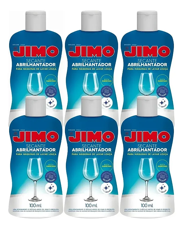 Abrilhantador Jimo Secante 100ml Brilho Para Louças 6un