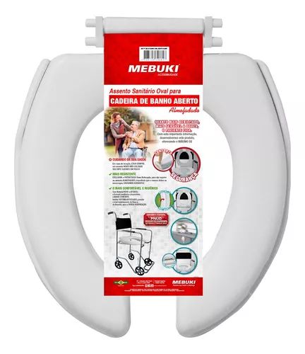 Assento para Cadeira de Banho Aberto Almofadado, Mebuki, Branco