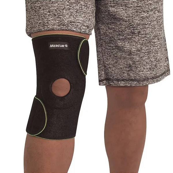 Joelheira Ajustável em Neoprene Preta Mercur