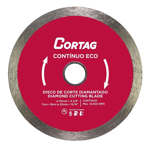 DISCO DE CORTE DIAMANTADO CONTÍNUO 110MM CORTAG