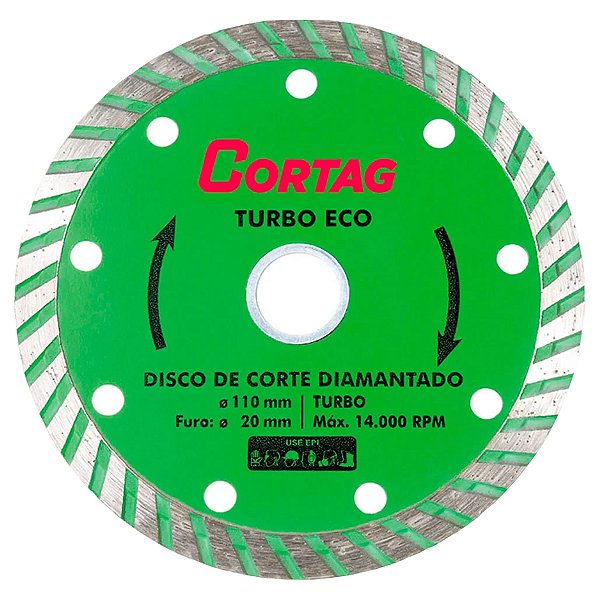 DISCO DE CORTE DIAMANTADO TURBO ECO 110MM CORTAG