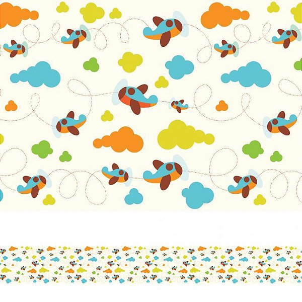 Faixa de Parede para Quarto de Menino Aviões Rolo de 5 metros por 15 centímetros