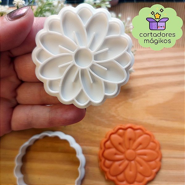 Cortador e Marcador Molde Flor 2 para biscoitos, porcelana fria, saboaria, modelagem com argila, artesanato, modelagem com biscuit,  etc