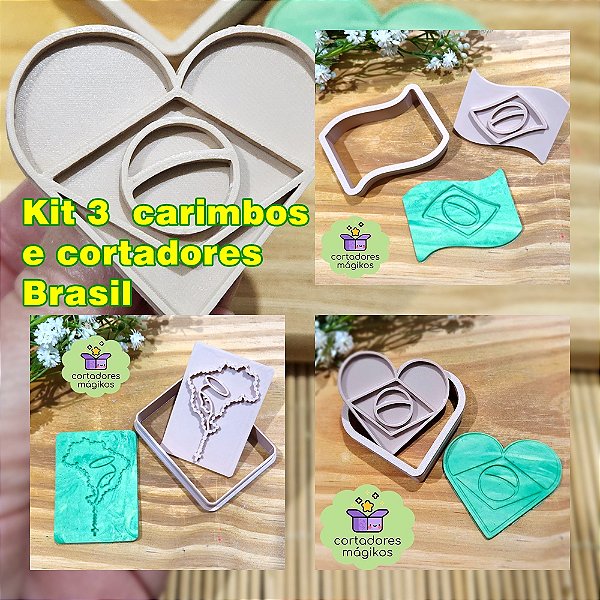 Kit Carimbos Brasil 7 de Setembro para biscoitos ou biscuit, culinária ou artesanato.