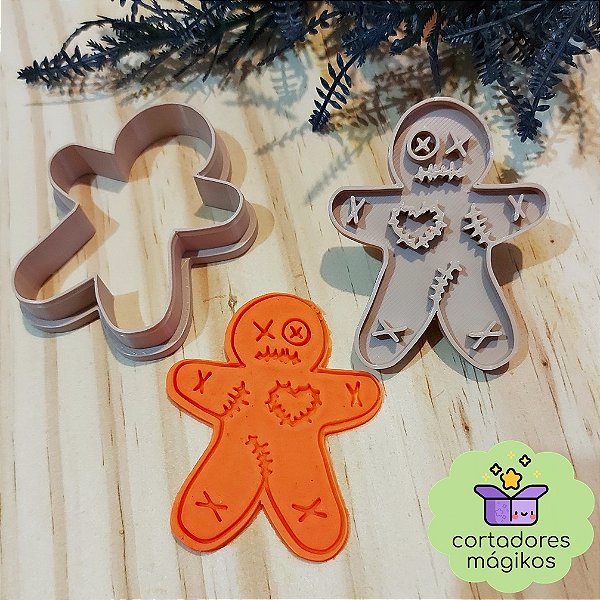 Cortador e Carimbo Halloween Boneco Zumbi Dia das Bruxas para biscoitos doces artesanato
