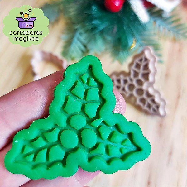 Cortador e Carimbo para Biscoitos Enfeite de Natal - com puxador incluso e bordas finas